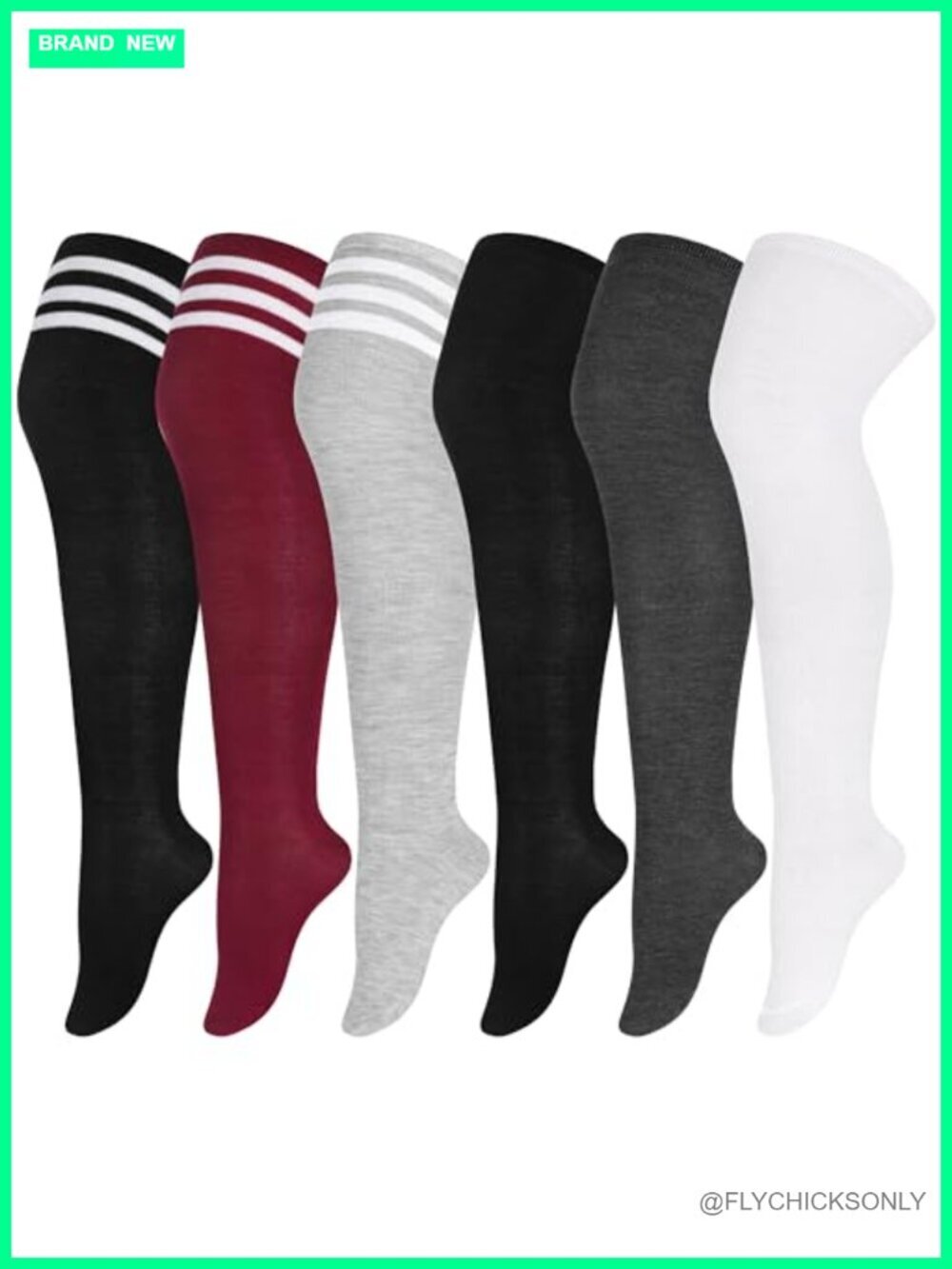 6 Pairs Plus Size Over Knee Socks Thigh High Stockings for Women Daily Use